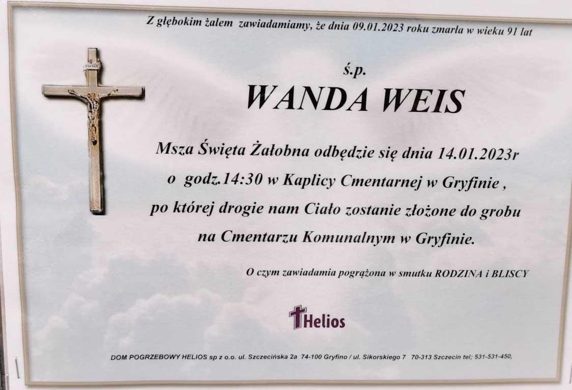 Zmarła Wanda Weis