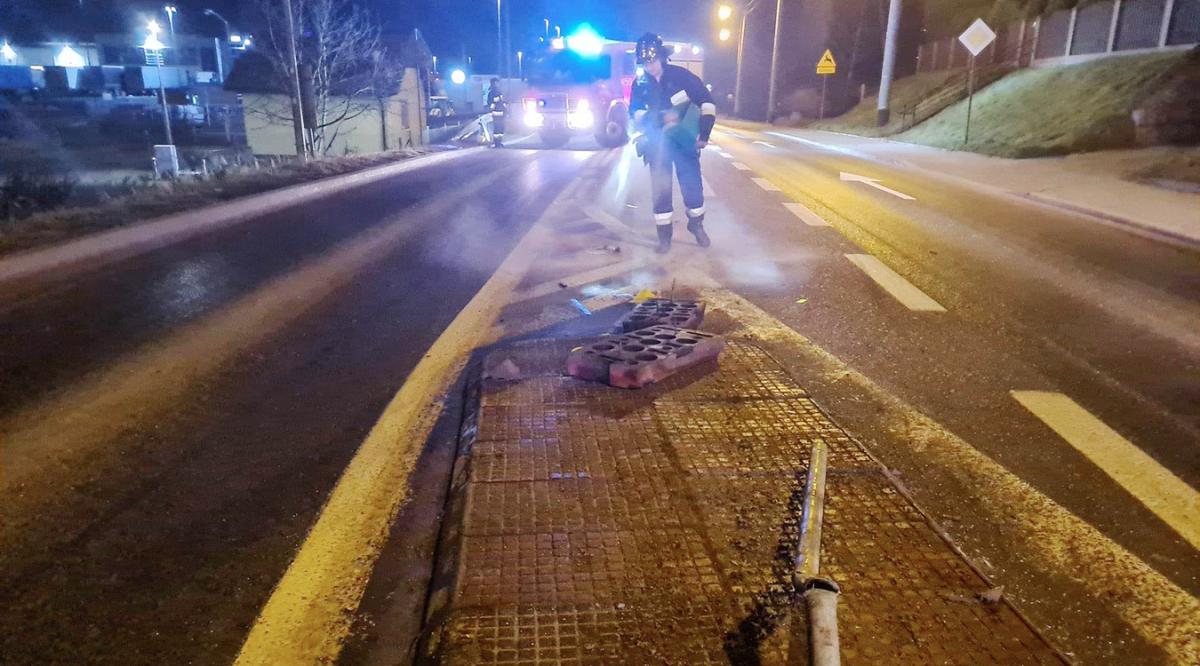 Kolizja w Radziszewie. Wjechał w zatoczkę