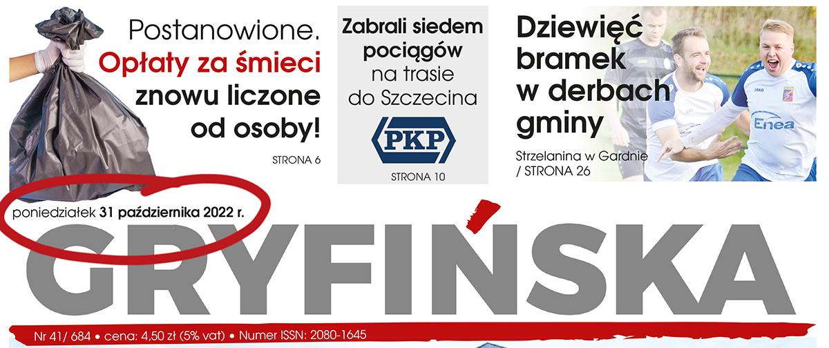 UWAGA! Gazeta Gryfińska - wyjątkowo w poniedziałek