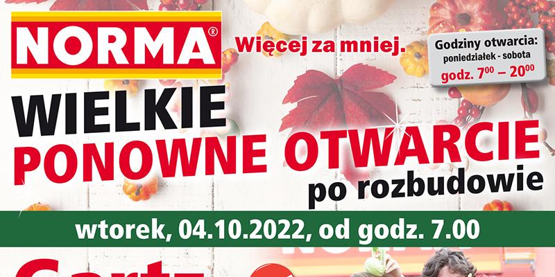 WIELKIE PONOWNE OTWARCIE NORMY! Przyjedź na zakupy do Gartz!