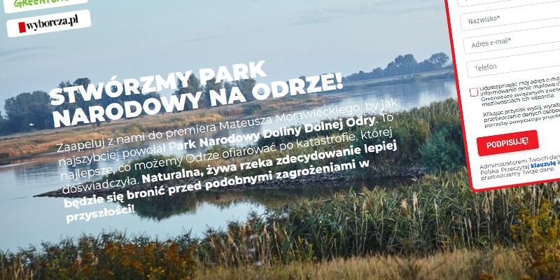 Petycja do premiera w sprawie utworzenia Parku Narodowego Dolina Dolnej Odry