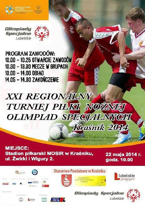 Jutro w Kraśniku XXI Regionalny Turniej Piłki Nożnej Olimpiad Specjalnych