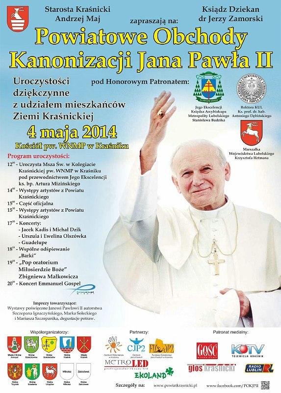 Kraśnik. W niedzielę powiatowe obchody kanonizacji Jana Pawła II