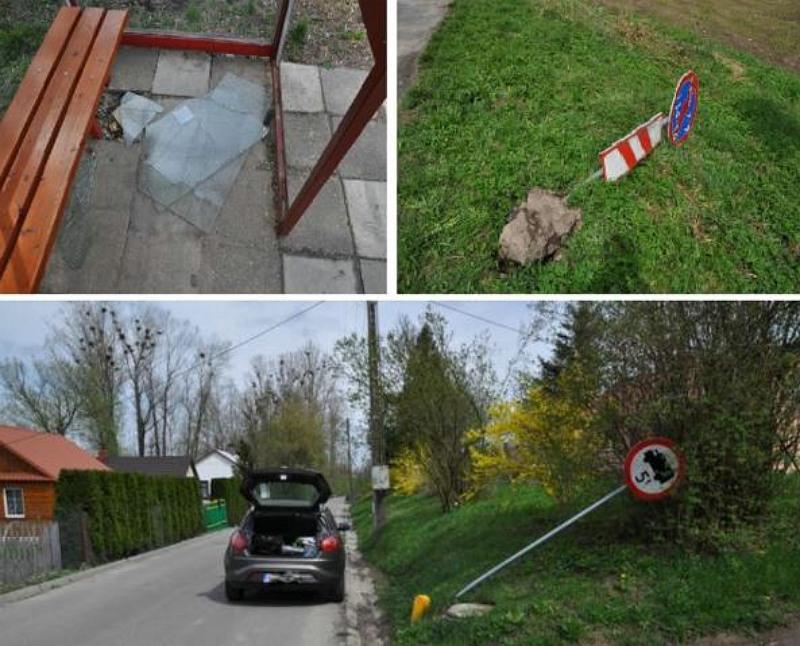 Wilkołaz: Wracając z ogniska zdemolowali przystanek i złamali kilka znaków