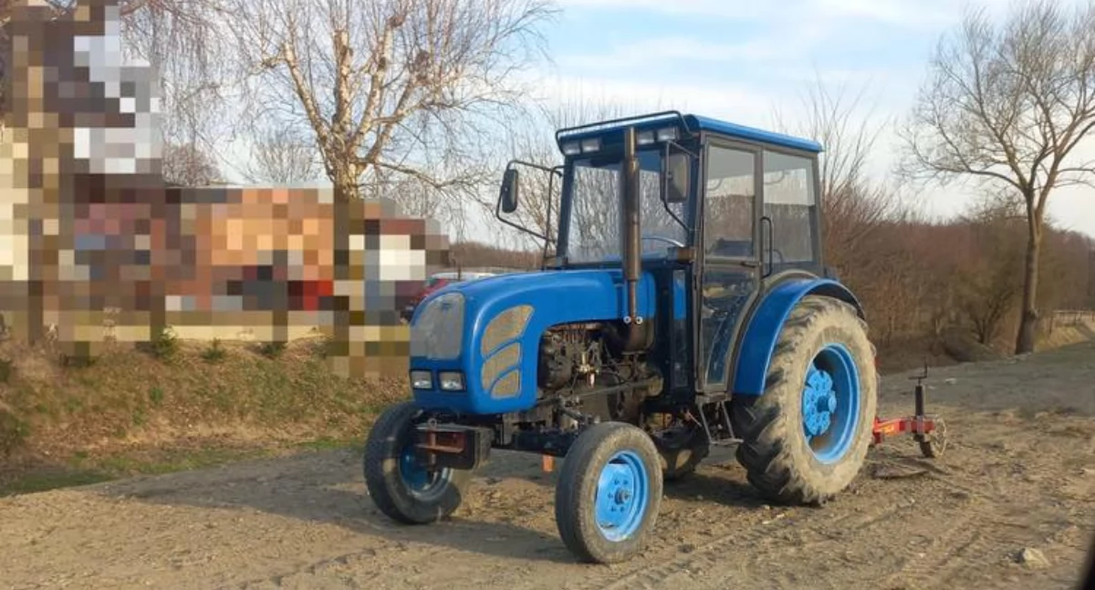 Traktorem całą szerokością drogi