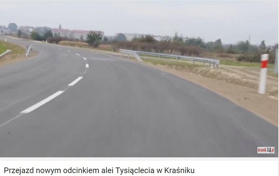 Przejazd nowym odcinkiem alei Tysiąclecia w Kraśniku
