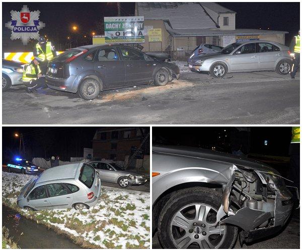 Jagiellońska-Przechodnia. Trzy samochody uszkodzone, trzy osoby w szpitalu