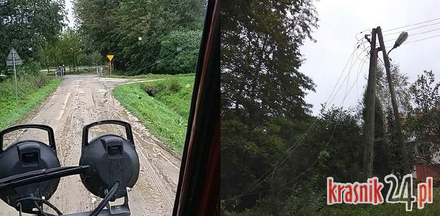 Powiat Kraśnicki. Wichura spowodowała sporo szkód. Są utrudnienia na drogach