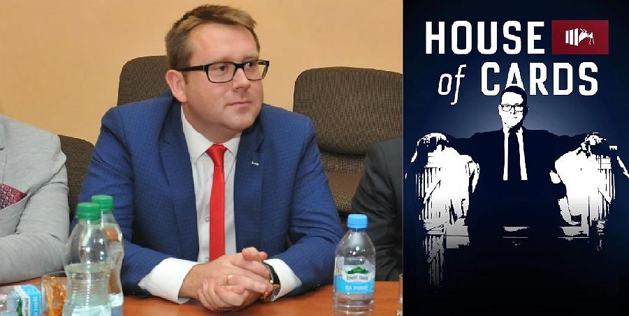 Grafika z wicestarostą Rychlewskim wzorowana na plakacie serialu „House of Cards” tematem burzliwej dyskusji