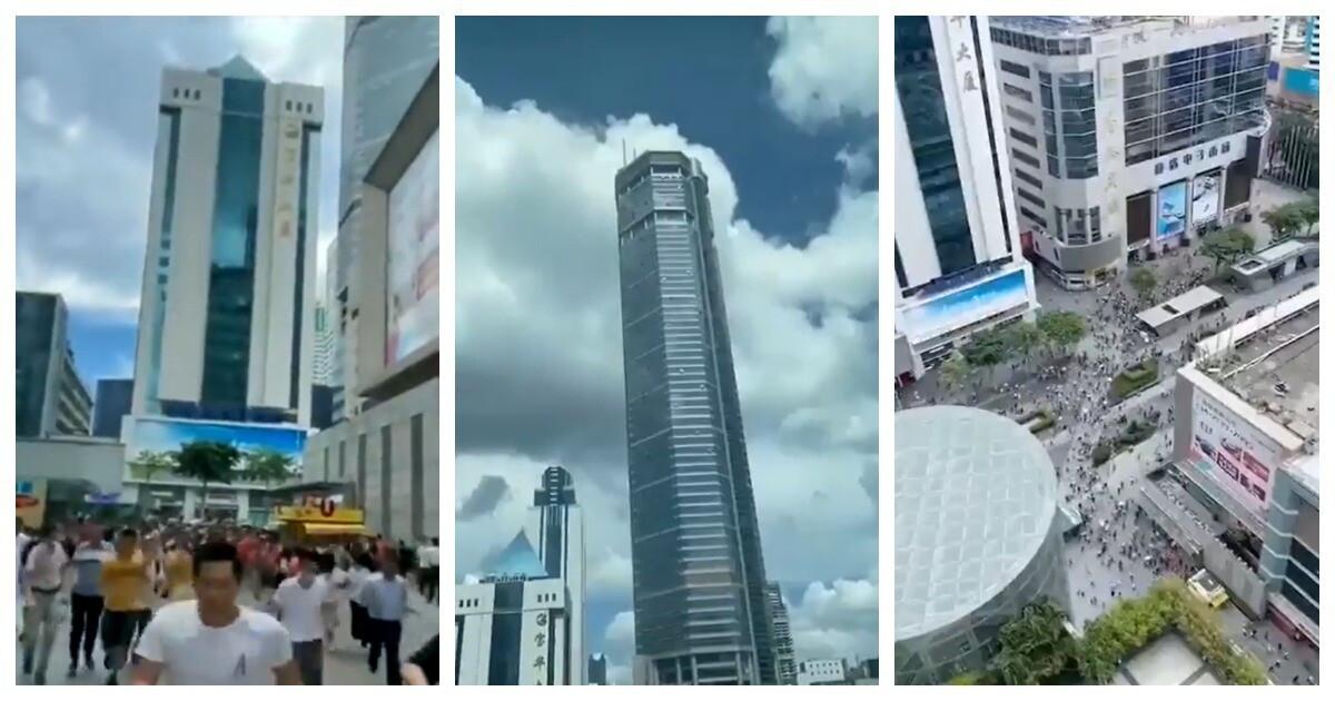 Made in China: drapacz chmur trzęsie się i przechyla