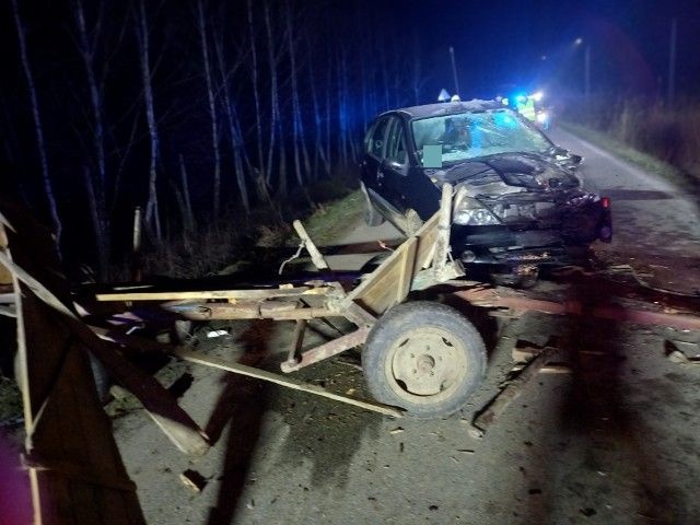 W Okoninie auto zderzyło się z zaprzęgiem. Woźnica był pijany