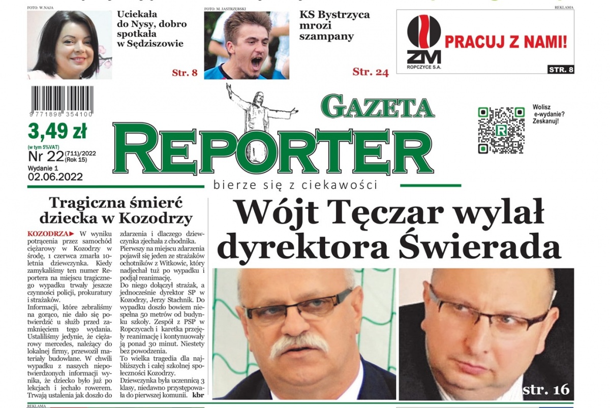 Nowy numer Reportera.  Wójt gminy Wielopole Skrzyńskie zwolnił dyrektora GOKiW, bo ten za długo chorował