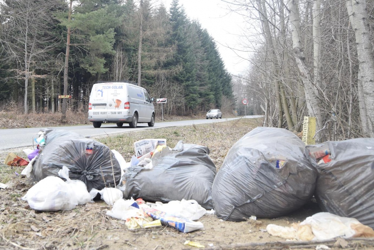 Masa odpadków na drodze Lubzina-Okonin. Kierowcy zamieniają tą trasę w śmietnik