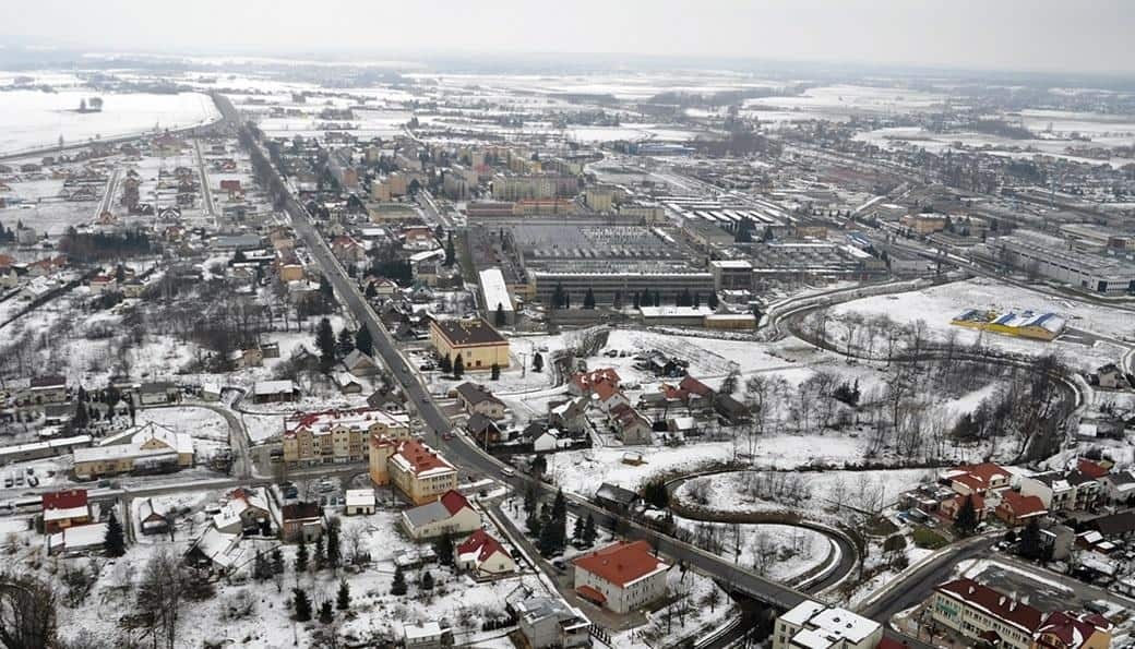 Zimowy Sędziszów z lotu ptaka - ZDJĘCIA