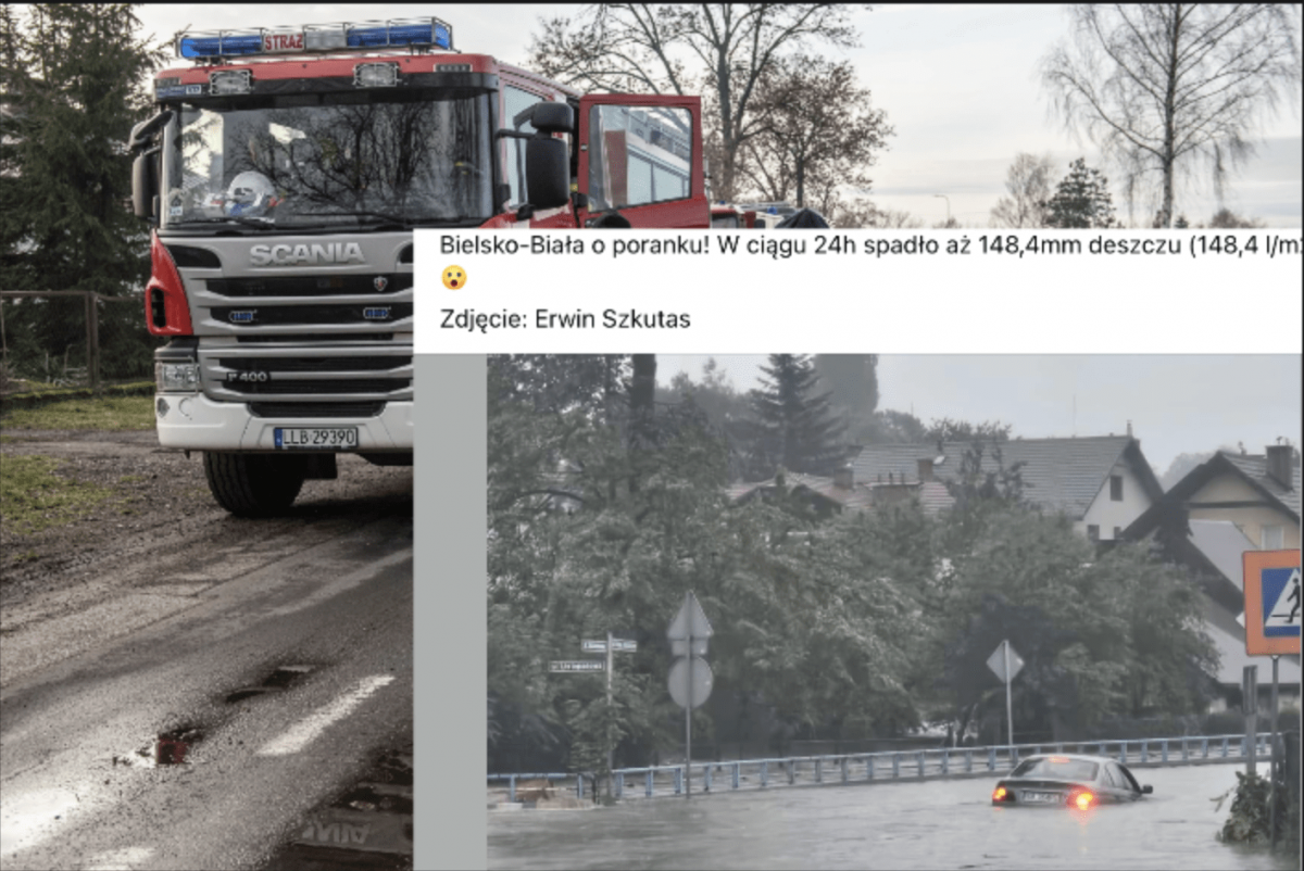 Bielsko-Biała: Powódź w mieście. Zniszczony dworzec, a auta pływają pod wiaduktem
