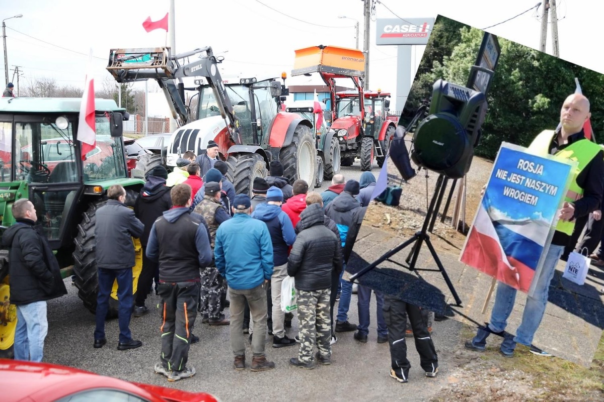 Rolnik chce przyjaźni z Putinem. Rosyjski baner na proteście