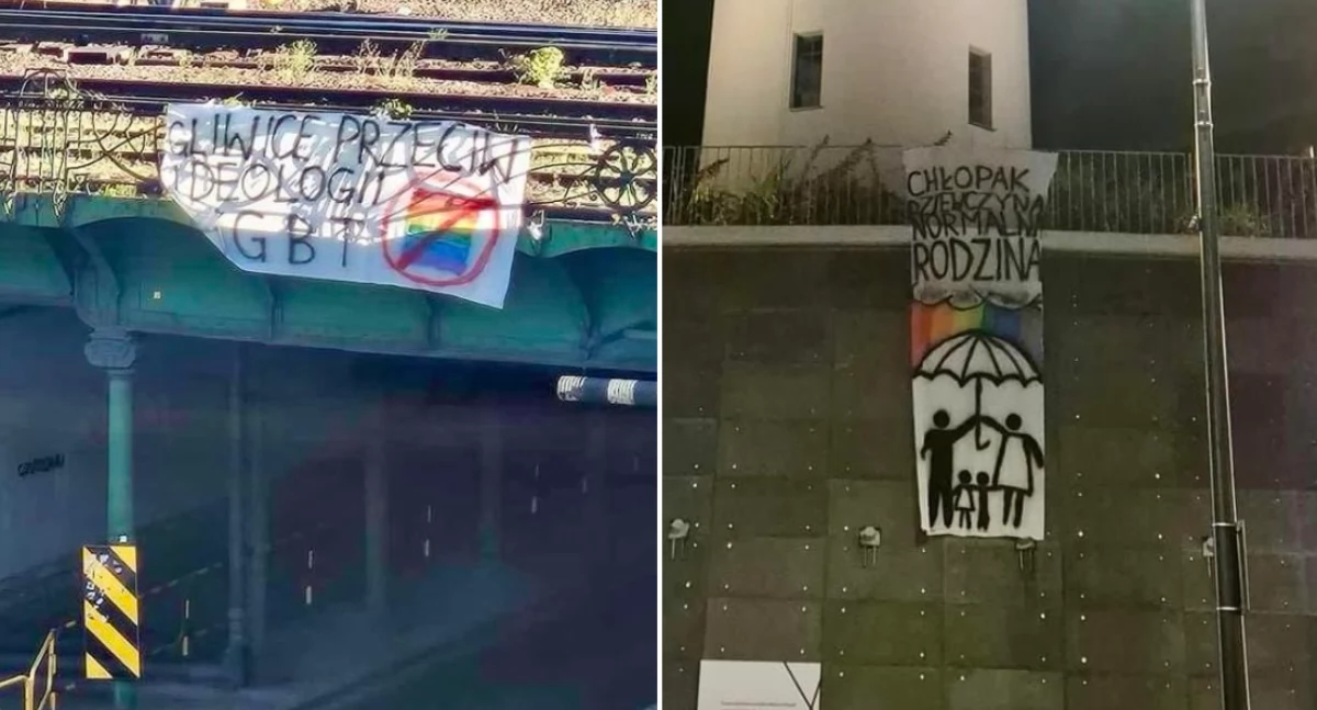 Banery anty-LGBT zawisły w Gliwicach. Homofobiczna kampania na Śląsku 