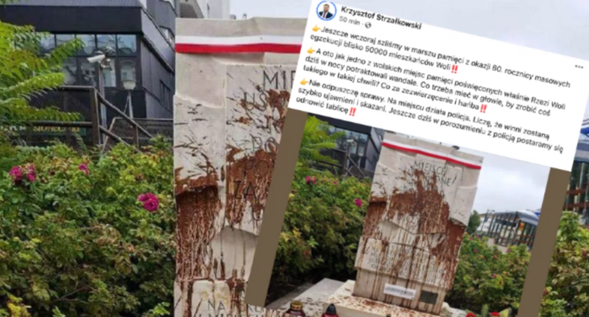 Warszawa: Zniszczony pomnik ofiar masakry ludności cywilnej