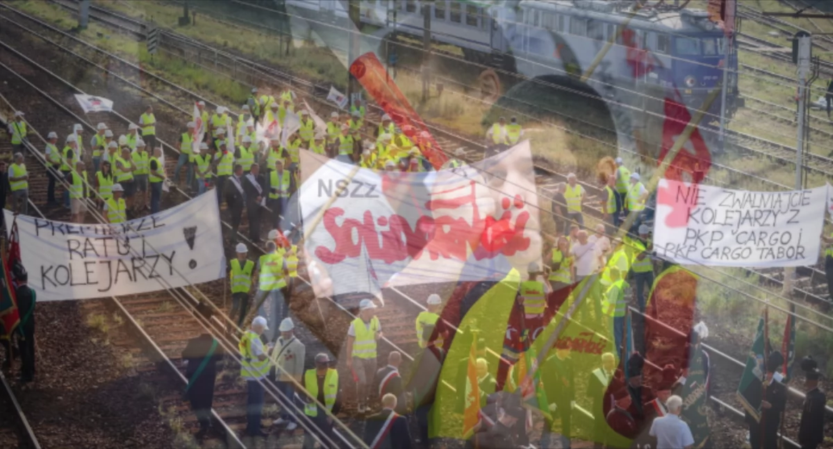 Protest związkowców w Katowicach. Blokada torów przeciwko zwolnieniom w PKP Cargo