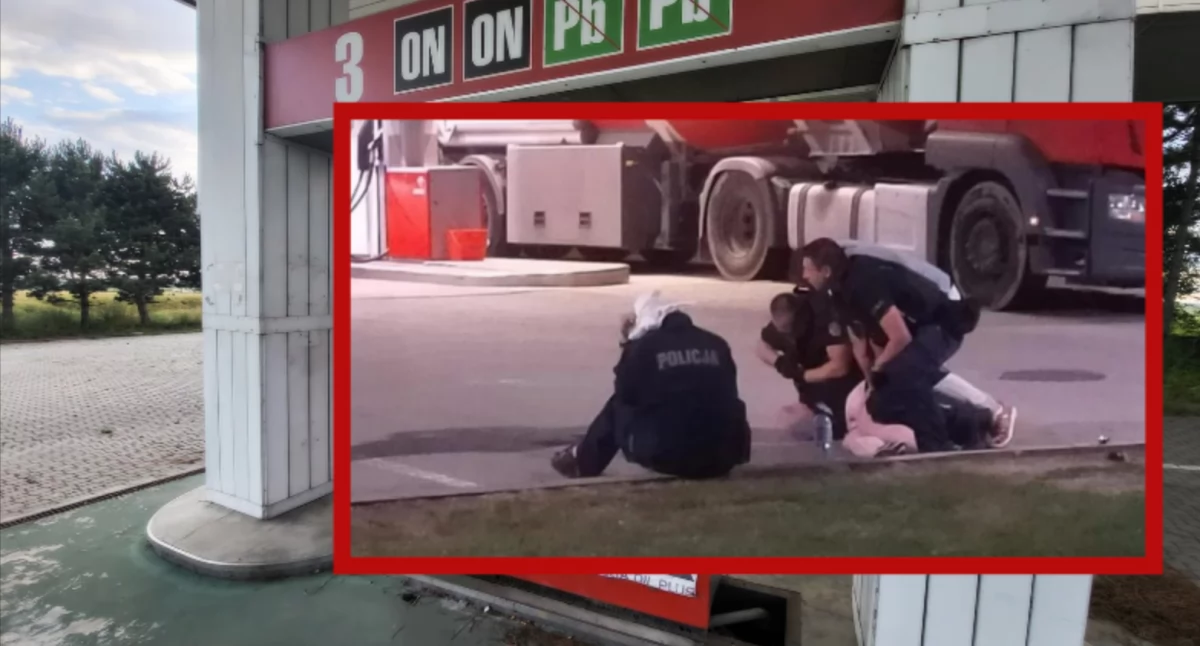 Mężczyzna chciał zabić policjantów. Oblał ich benzyną na stacji w Chałupkach