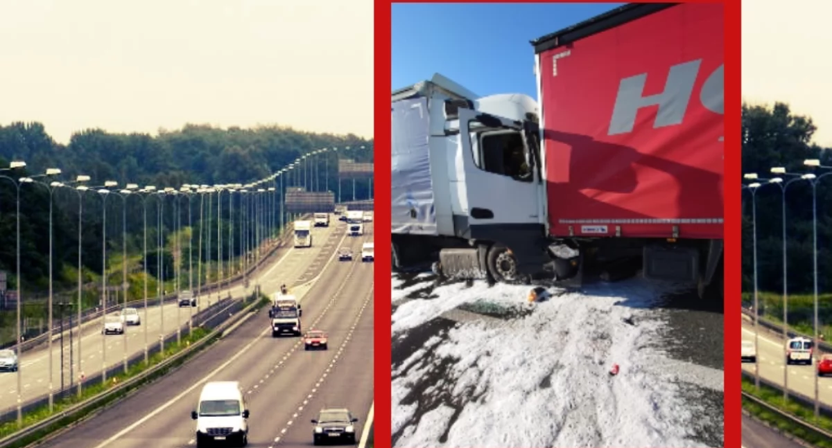 Poważny wypadek trzech tirów na autostradzie A4. Ranna osoba i długie utrudnienia