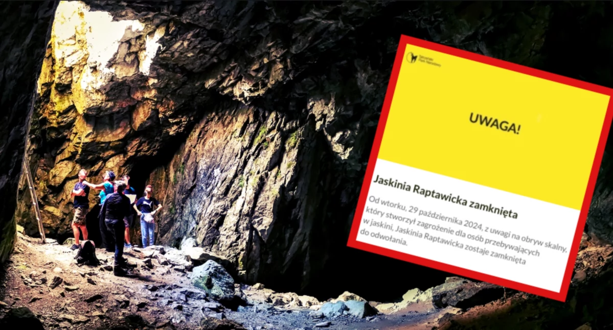 Jaskinia Raptawicka nieczynna z powodu obrywu skalnego. Ostrzeżenie Tatrzańskiego Parku Narodowego
