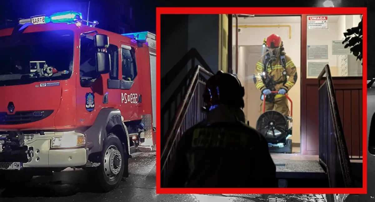 Pożar chemikaliów na klatce schodowej w Warszawie. 18-latek zatruty oparami farb