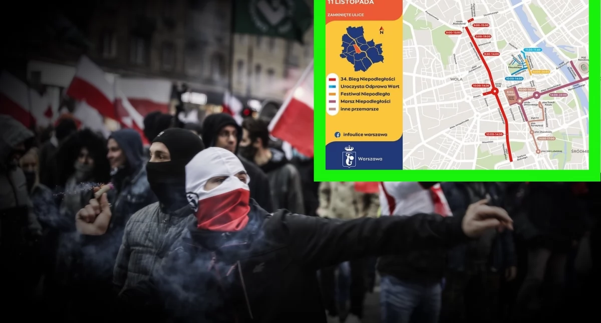 Dziś Marsz Niepodległości w Warszawie. Objazdy i utrudnienia przez pochód neofaszystów