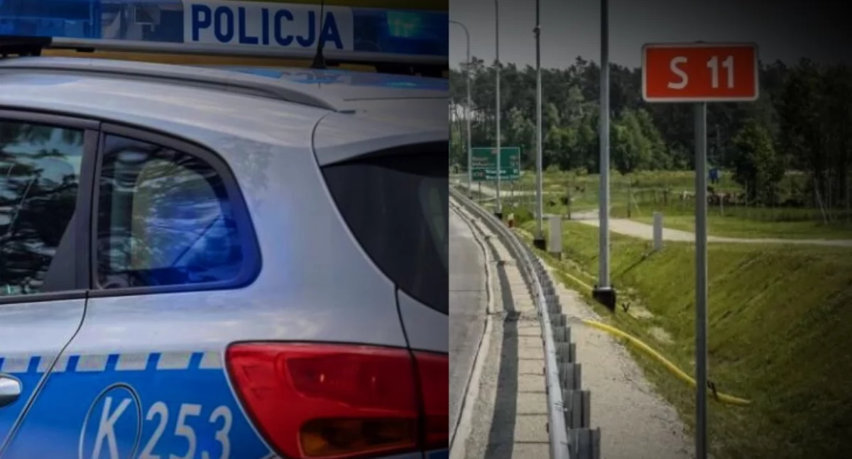 Wypadek na S11 w Wielkopolsce. Pieszy spowodował kolizję czterech aut