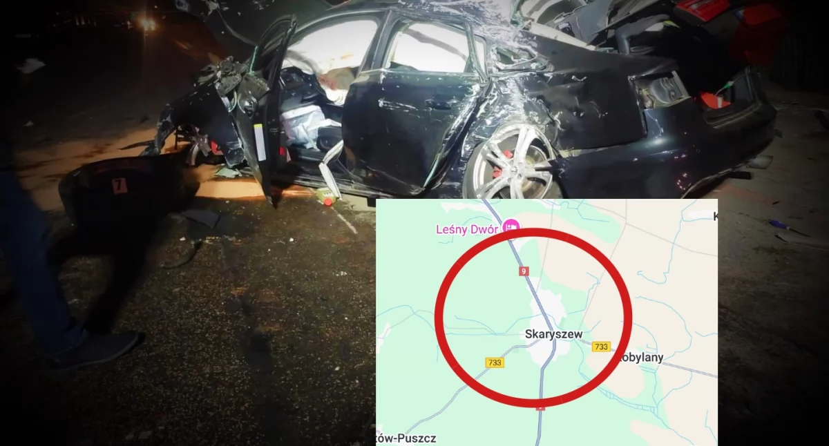 Śmiertelny wypadek w Skaryszewie. 17-latek bez prawa jazdy wjechał w ogrodzenie
