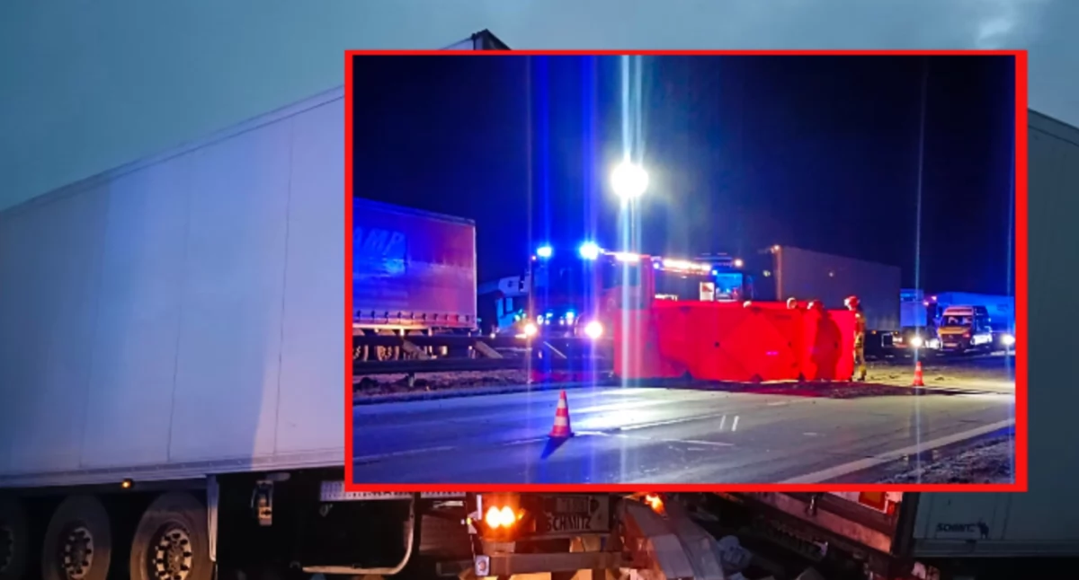 Straszny karambol na A4. Roztrzaskany tir i jedna ofiara śmiertelna