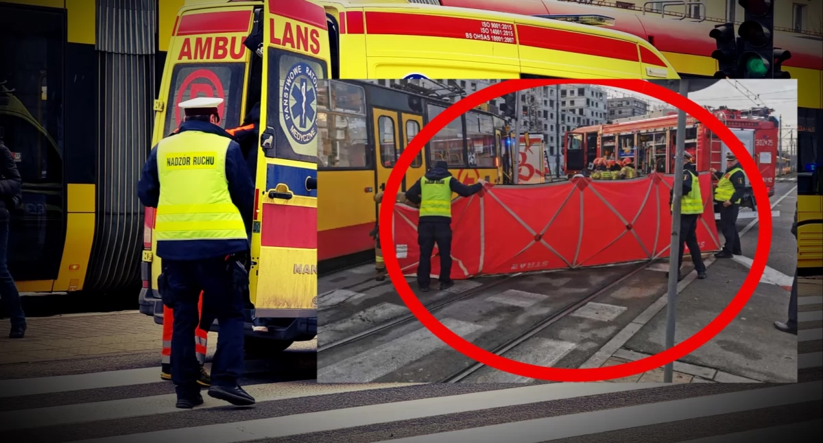 Pieszy potrącony przez tramwaj w Warszawie. Mężczyzna trafił do szpitala, utrudnienia na drodze