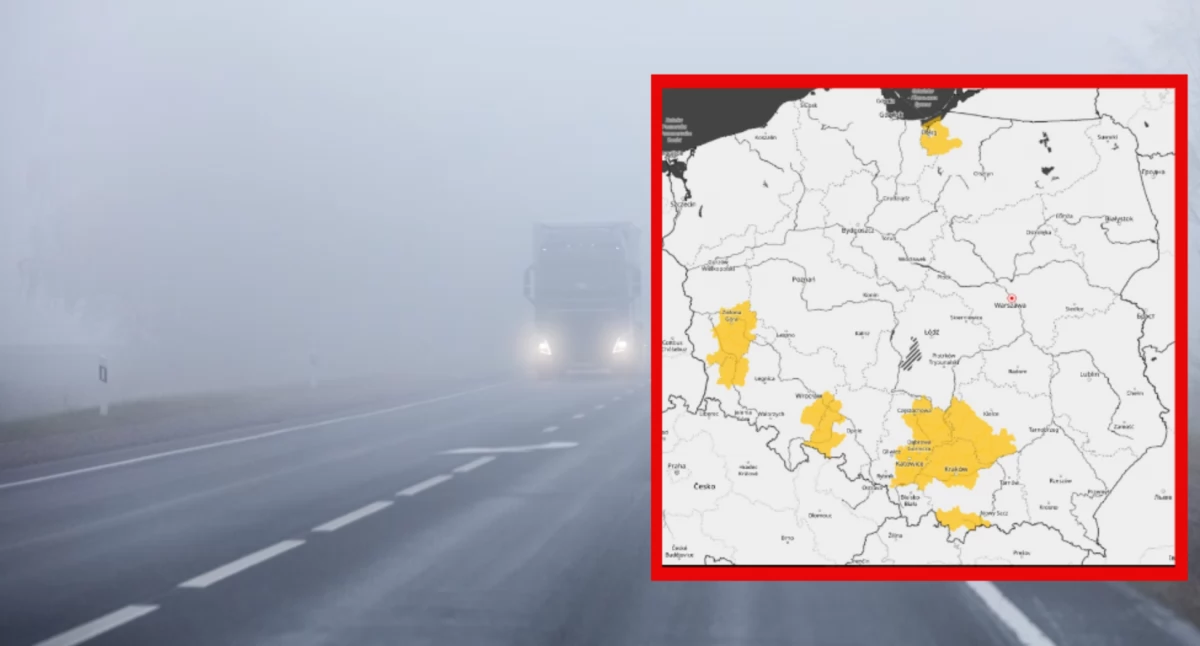 Pogoda w Polsce: IMGW ostrzega przed gęstą mgłą w siedmiu województwach