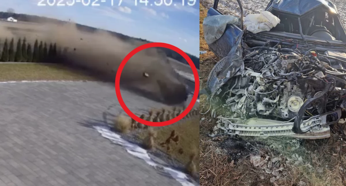 Trzebieszów: Przeleciał autem w przez posesję. Straszne nagranie video