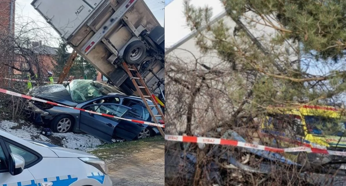 Groźny wypadek w miejscowości Ambrożew. Kierująca samochodem zignorowała znak STOP – są ranni