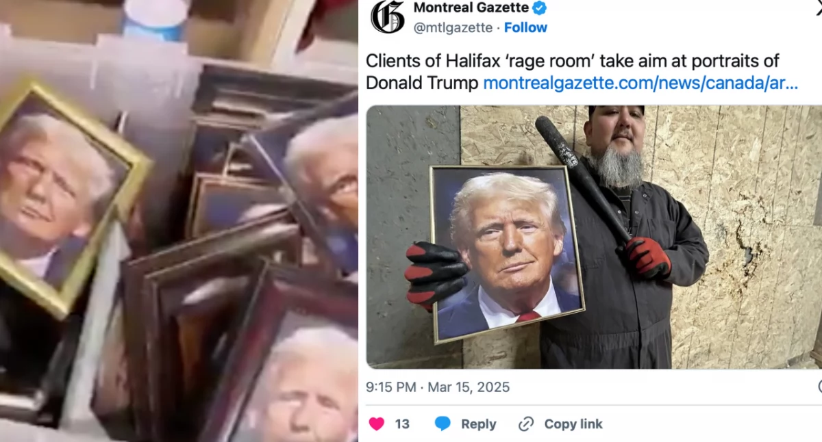 Pokój wściekłości w Kanadzie. Zniszcz zdjęcie Donalda Trumpa i 