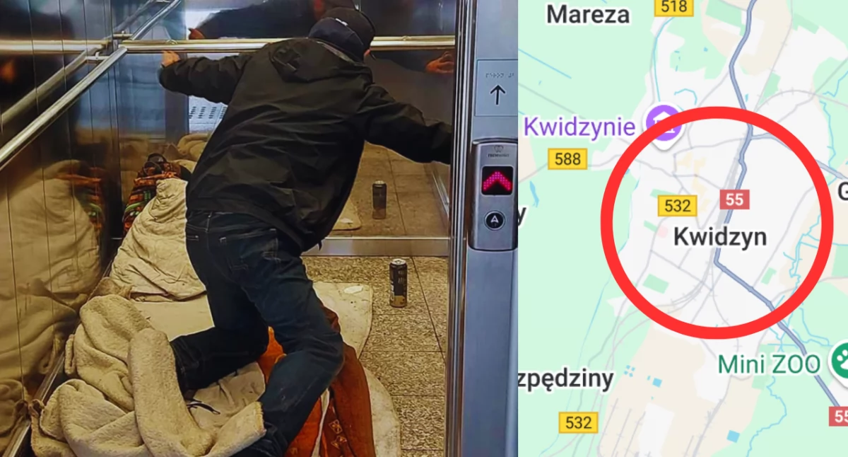Winda na dworcu PKP w Kwidzynie zablokowana przez bezdomnego. Mieszkańcy oburzeni