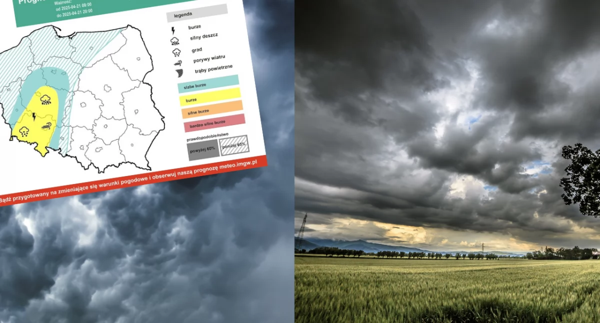 Prognoza pogody na dziś. IMGW ostrzega: burze i silny wiatr