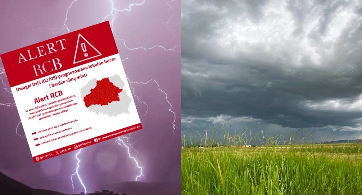 Pogodowe alerty IMGW i RCB. Burze II stopnia z silnym wiatrem i gradem nad Polską