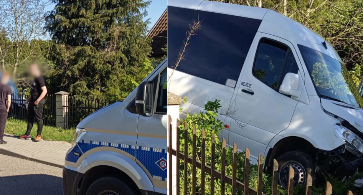 Wypadek szkolnego busa w Łęgajnach. Pięć osób trafiło do szpitala