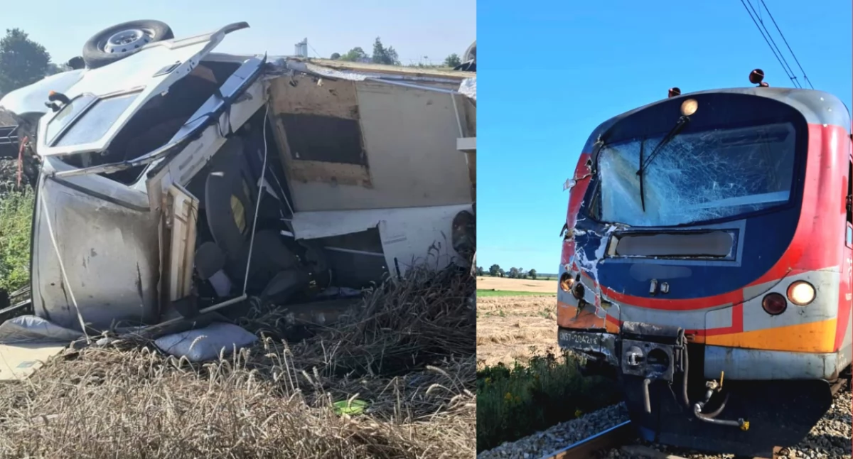 Zderzenie kampera z pociągiem w Gronówku. Jedna osoba nie żyje, są utrudnienia