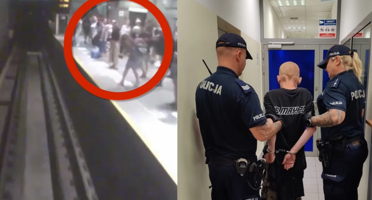 Warszawa: 42-letni mężczyzna chciał zepchnąć pasażerkę pod pociąg metra na Młocinach [NAGRANIE]