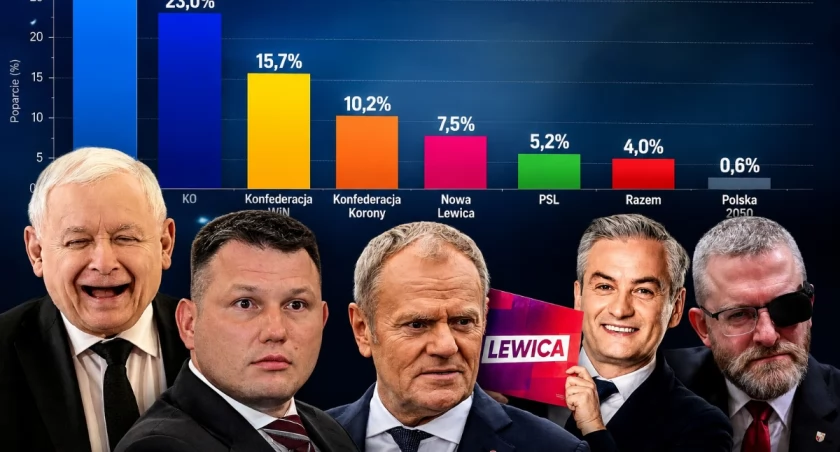 Nowy sondaż dla WP. KO liderem, ale coraz bliżej PiS, rośnie Konfederacja
