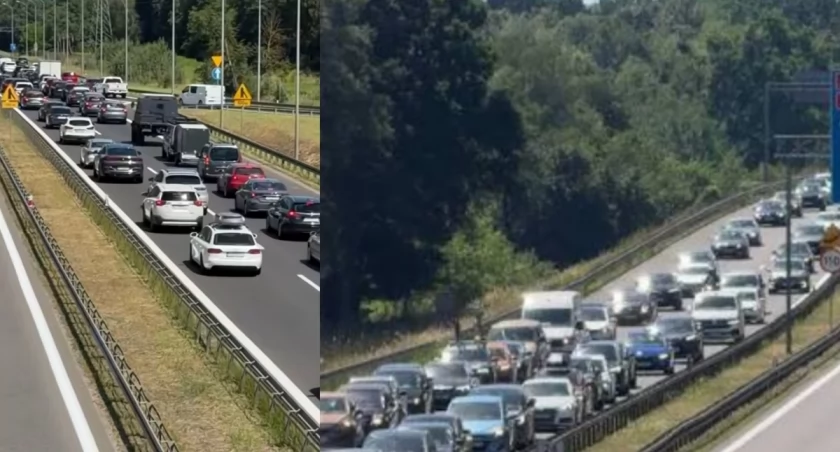 Duże korki na trasach nad morze. Kolizja sparaliżowała ruch na A6