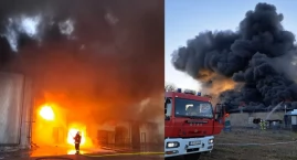 Pożar fabryki zniczy w miejscowości Manie. Strażacy przez kilka godzin walczyli z ogniem
