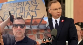 „Adrian zamilcz dzisiaj”. Komosa banerem przypomniał Dudzie o Konstytucji