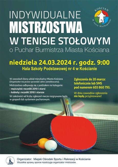 Ruszyły zapisy na Indywidualne Mistrzostwa w Tenisie Stołowym