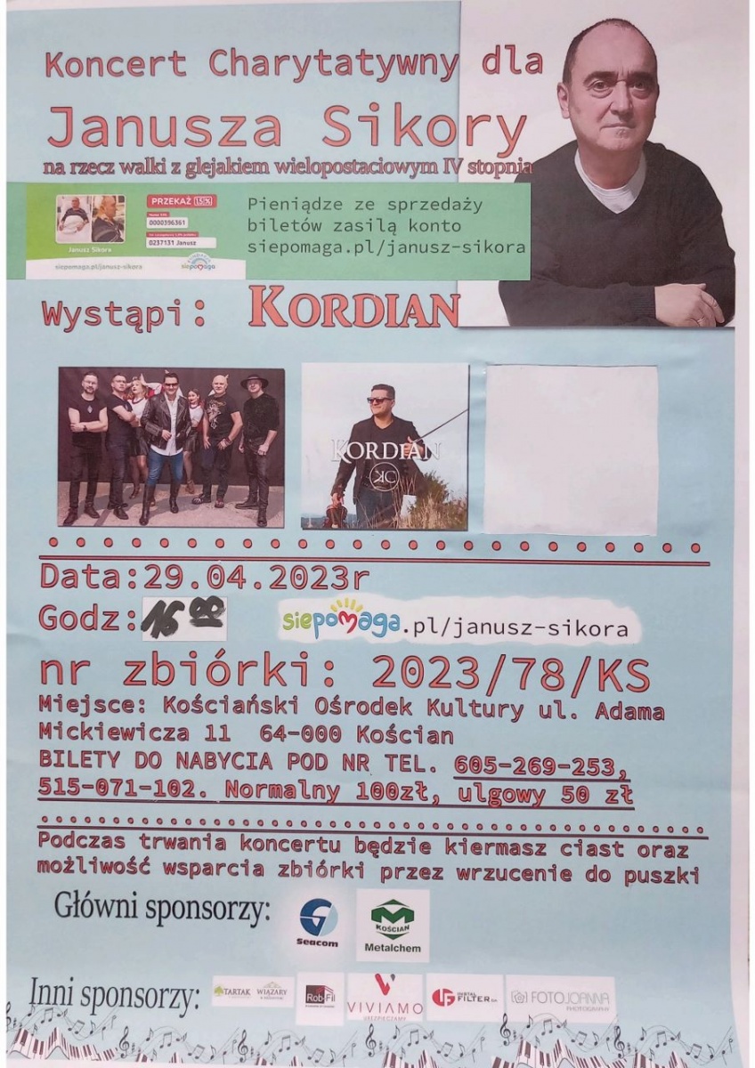 Koncert dla Janusza Sikory już 29 kwietnia!