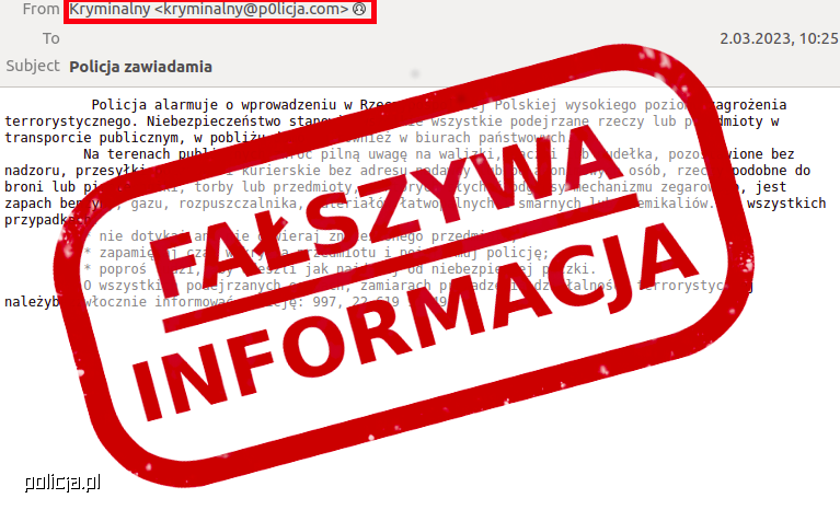 Policja ostrzega przed fałszywymi mailami!