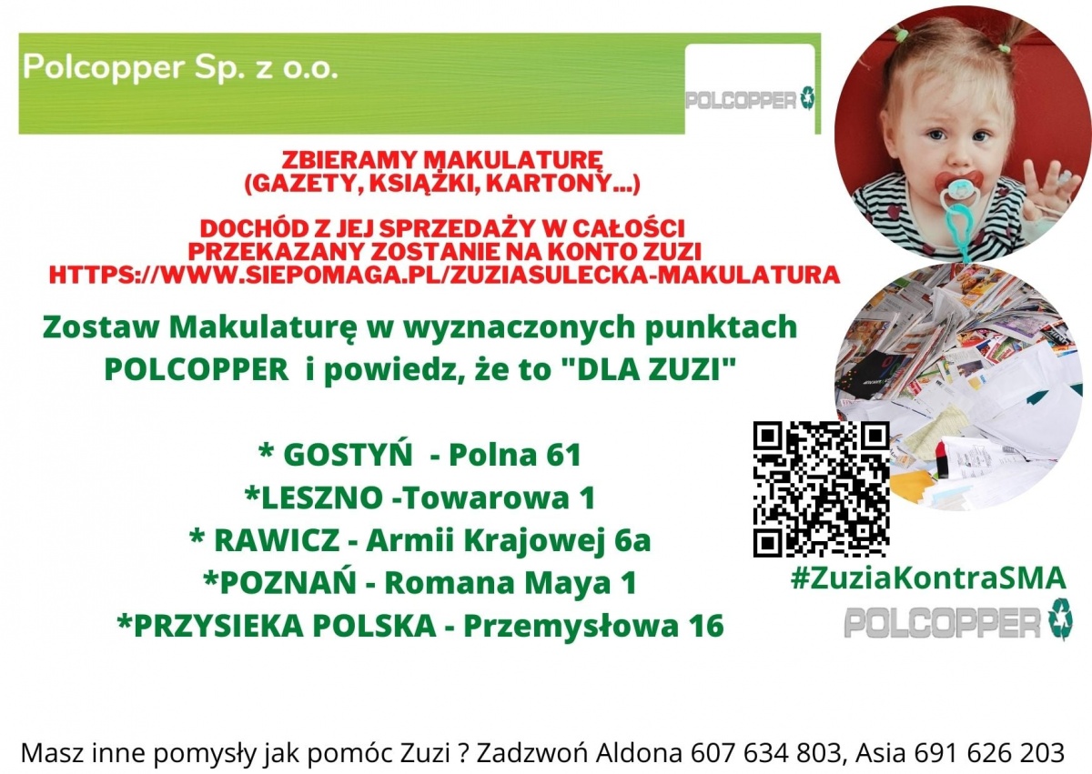 Zbiórka makulatury dla Zuzi!